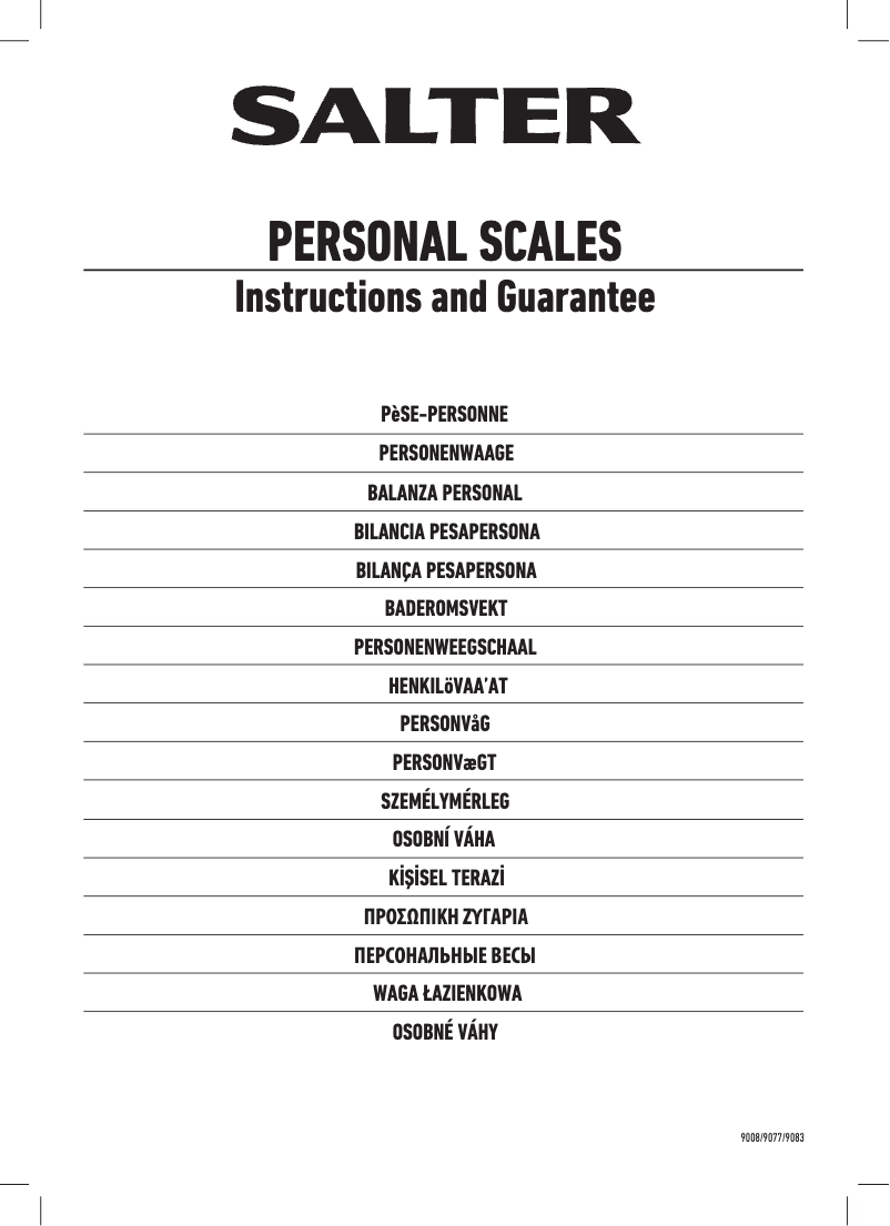 Page 1 de la notice Manuel utilisateur Salter WH3R Dual Display 9008