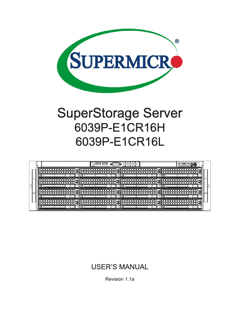 Image de la première page du manuel de l'appareil SuperStorage 6039P-E1CR16H