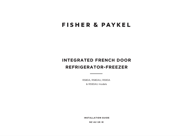 Page n°1 - Guide d'installation Fisher & Paykel RS90A2