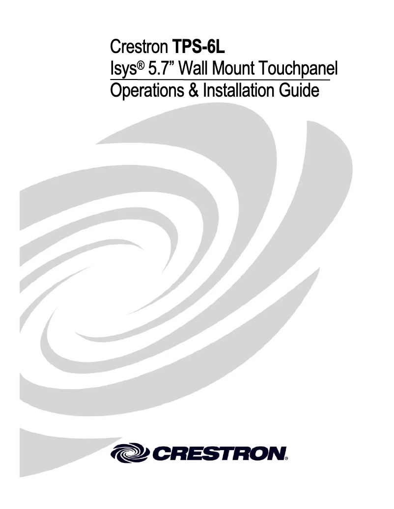 Page n°1 - Manuel utilisateur Crestron TPS-6LA-T