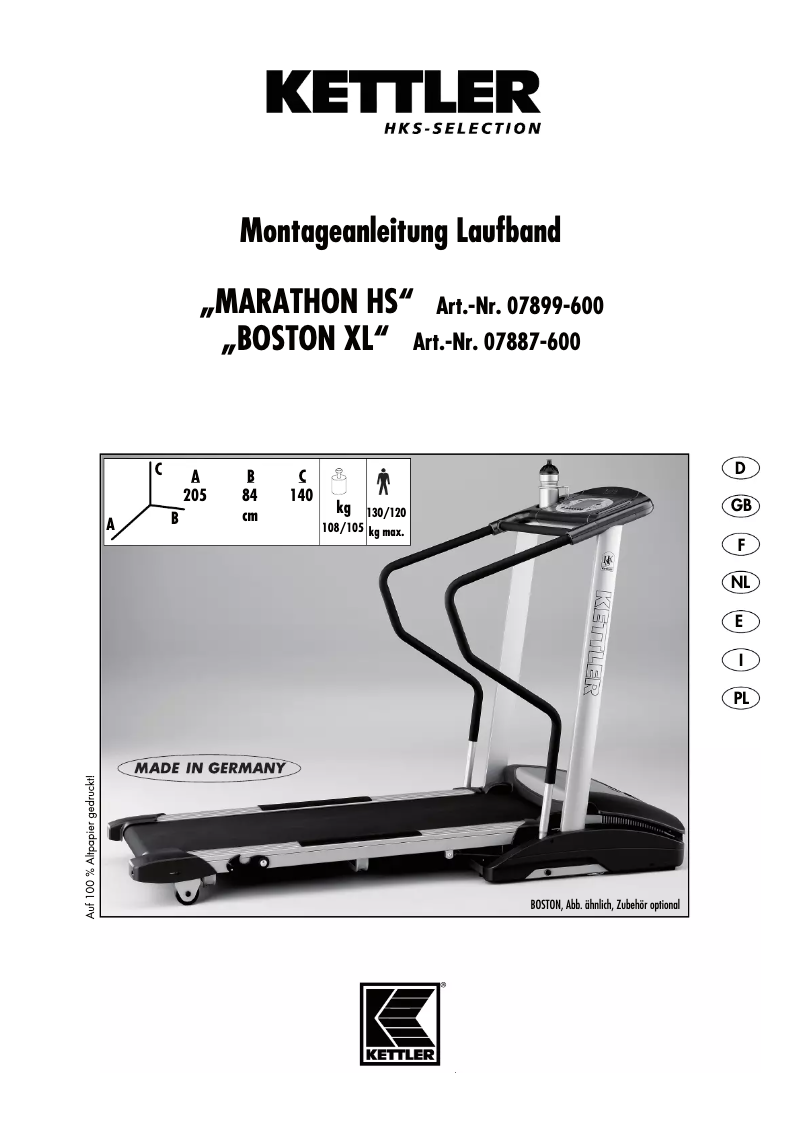 Página 1 del manual Manual de usuario Kettler Boston XL