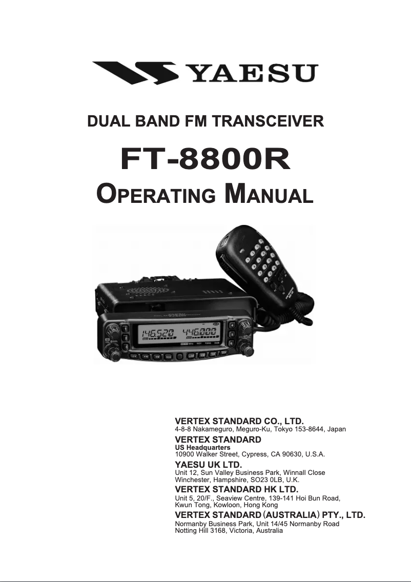 Página 1 del manual Manual de usuario Yaesu FT-8800R