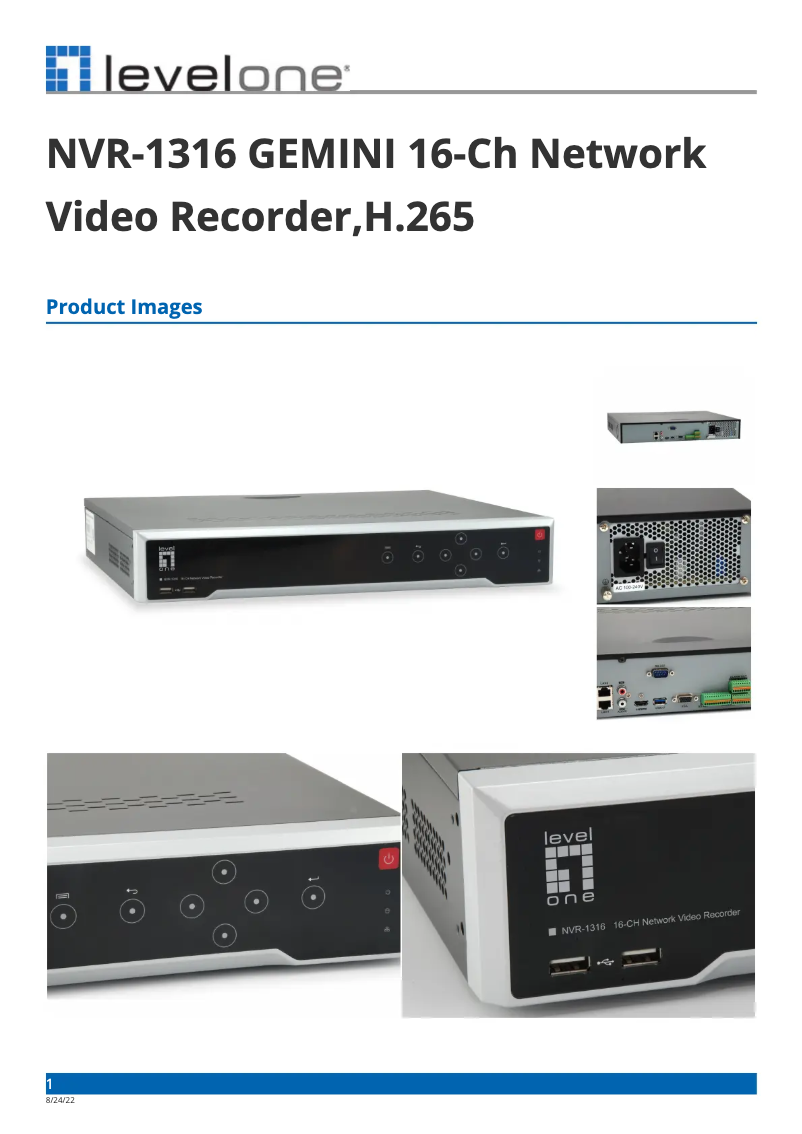 Page n°1 - Fiche technique LevelOne NVR-1316