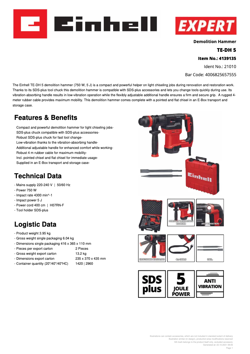 Image de la première page du manuel de l'appareil TE-DH 5