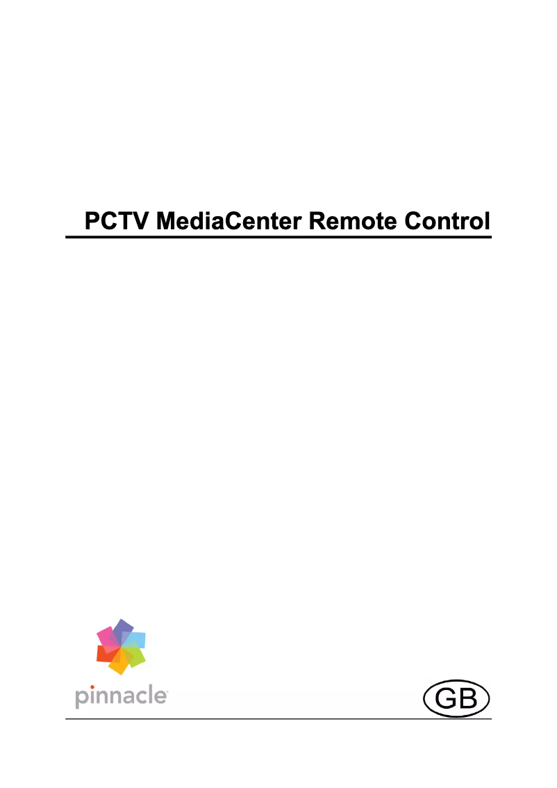 Image de la première page du manuel de l'appareil PCTV MediaCenter Remote