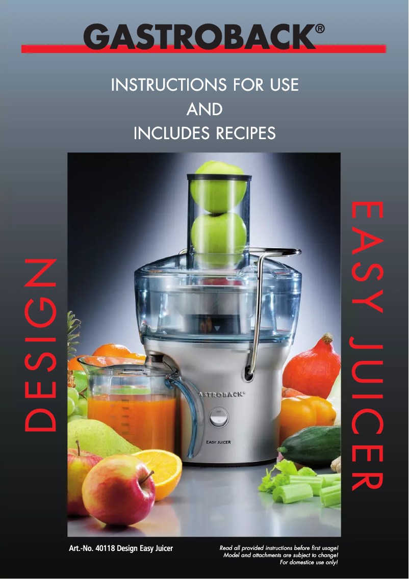 Image de la première page du manuel de l'appareil Easy Juicer