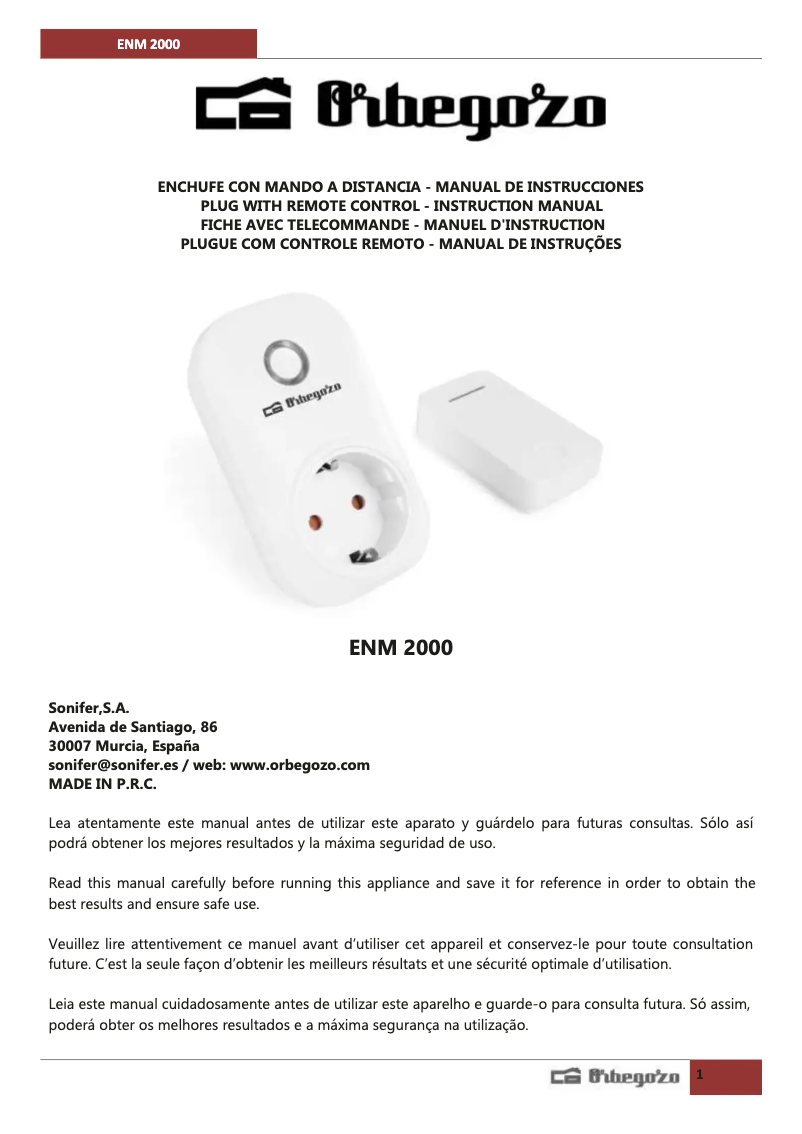 Image de la première page du manuel de l'appareil ENM 2000