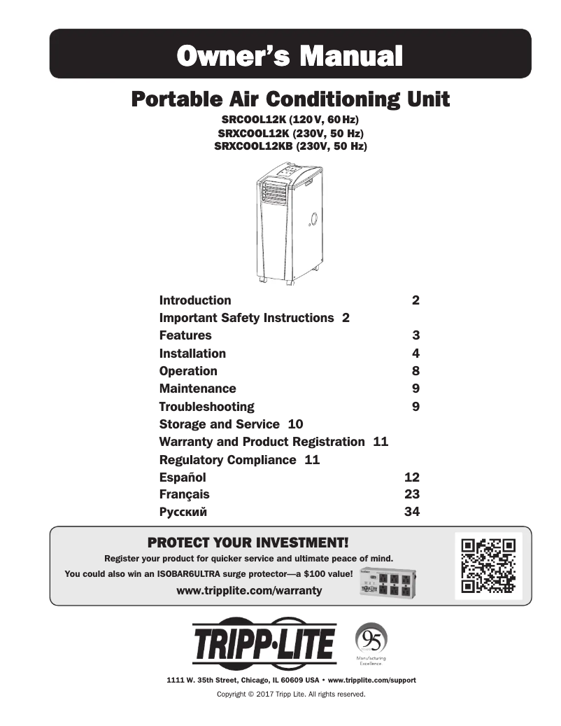 Página 1 del manual Manual de usuario Tripp Lite SRXCOOL12KB