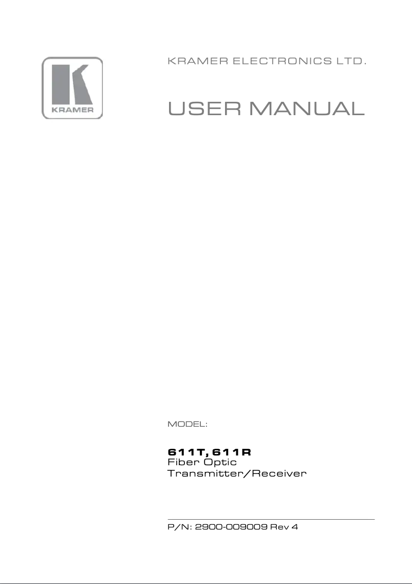 Page n°1 - Manuel utilisateur Kramer 611R