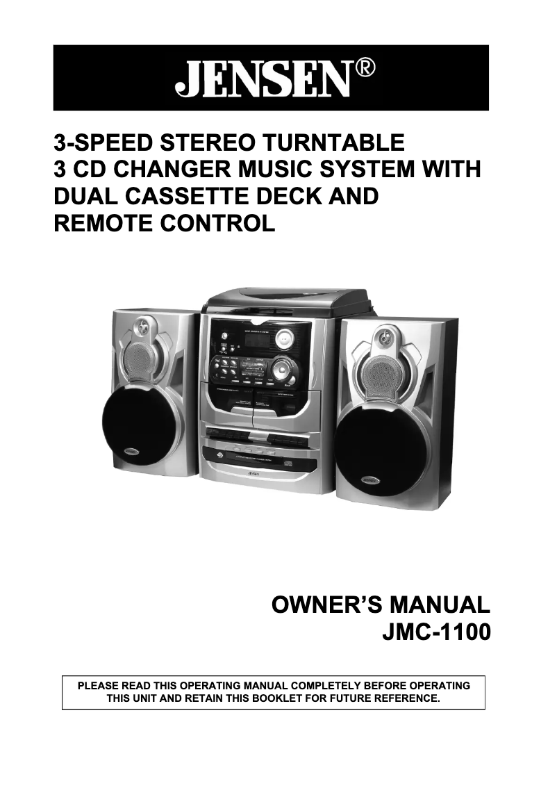 Page n°1 - Manuel utilisateur Jensen JMC-1100
