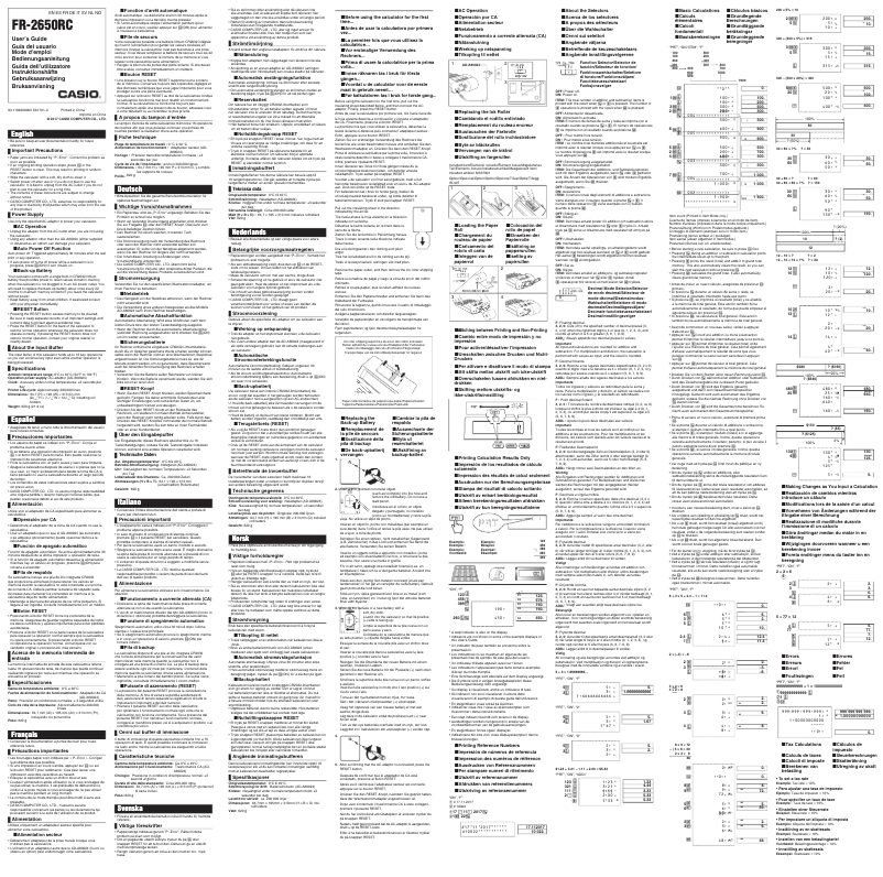 Page n°1 - Manuel utilisateur Casio FR-2650RC