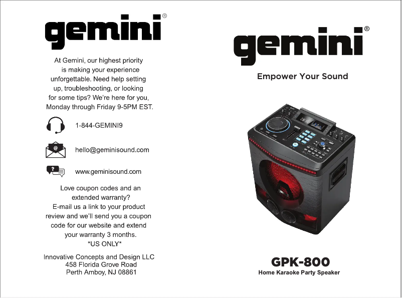 Image de la première page du manuel de l'appareil GPK-800