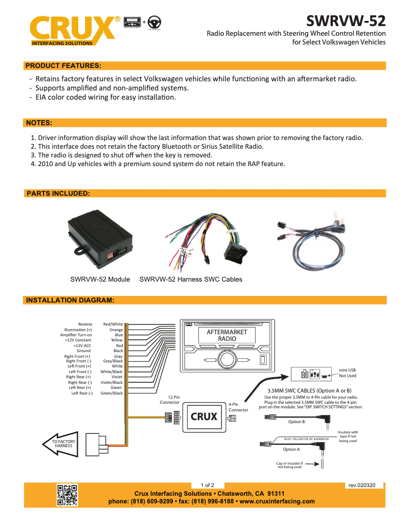 Image de la première page du manuel de l'appareil SWRVW-52