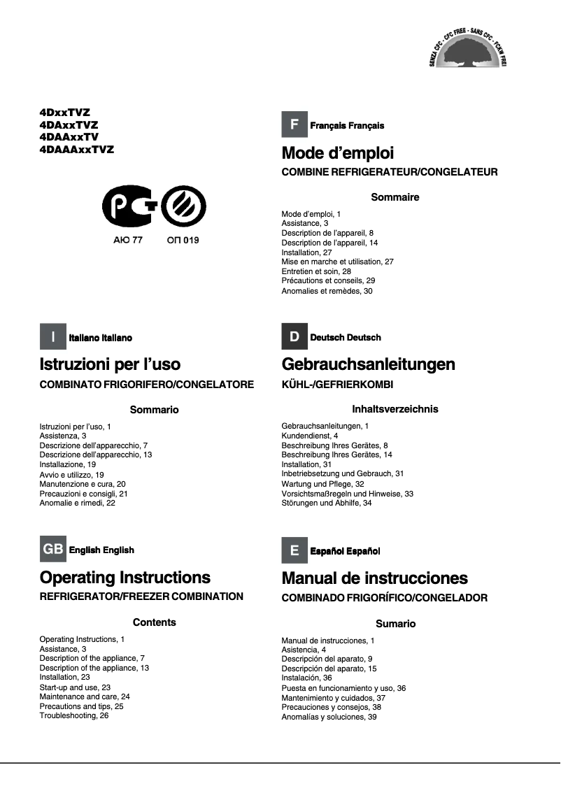 Page n°1 - Manuel utilisateur Hotpoint Quadrio 4D SB HA