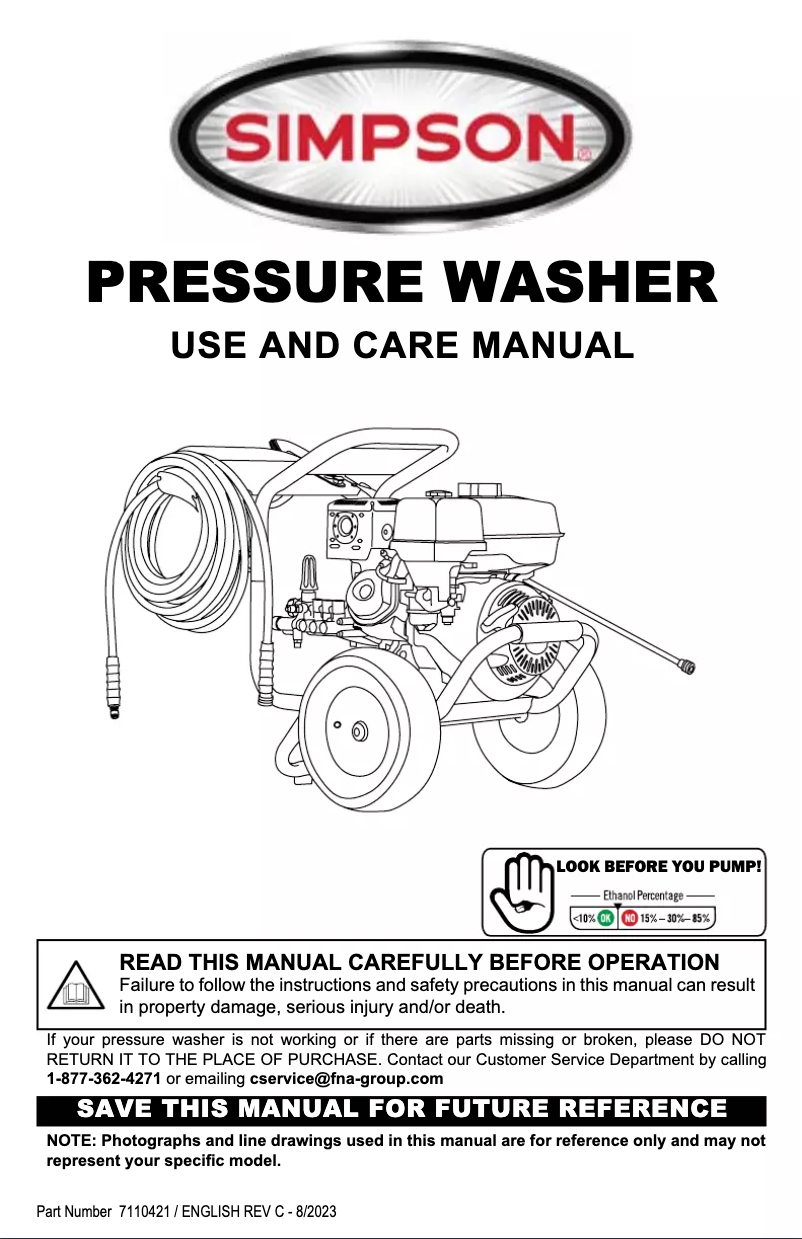 Page 1 de la notice Manuel utilisateur Simpson Pro Series PS60918