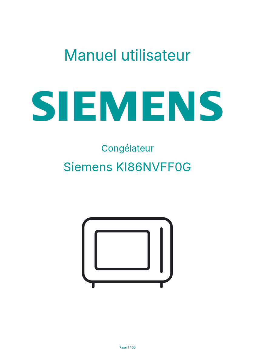 Page n°1 - Manuel utilisateur Siemens KI86NVFF0G
