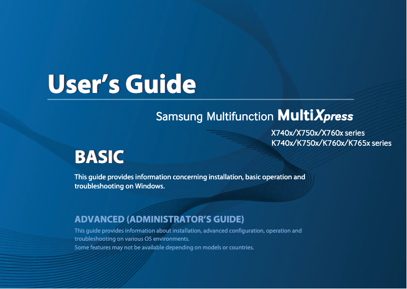 Image de la première page du manuel de l'appareil MultiXpress SL-X7400GX