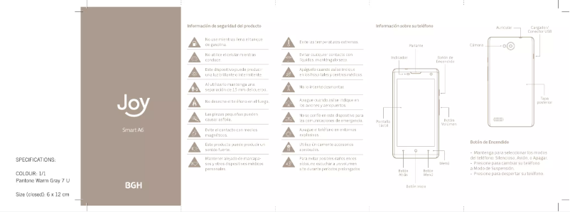 Page n°1 - Manuel utilisateur BGH Joy A6