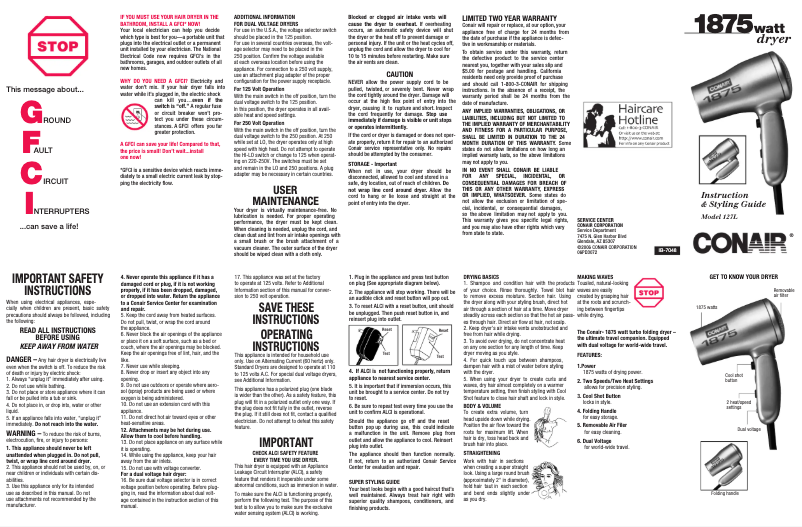 Página 1 del manual Manual de usuario Conair 127NPN