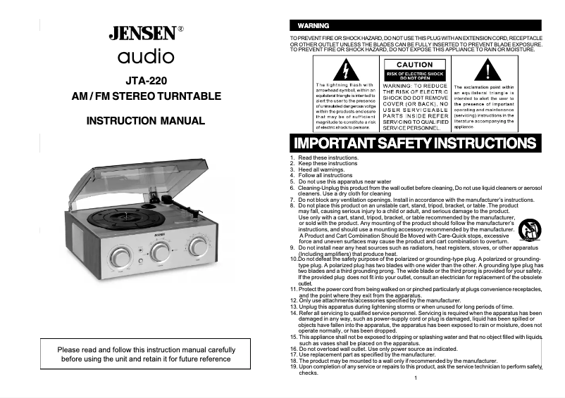 Página 1 del manual Manual de usuario Jensen JTA-220