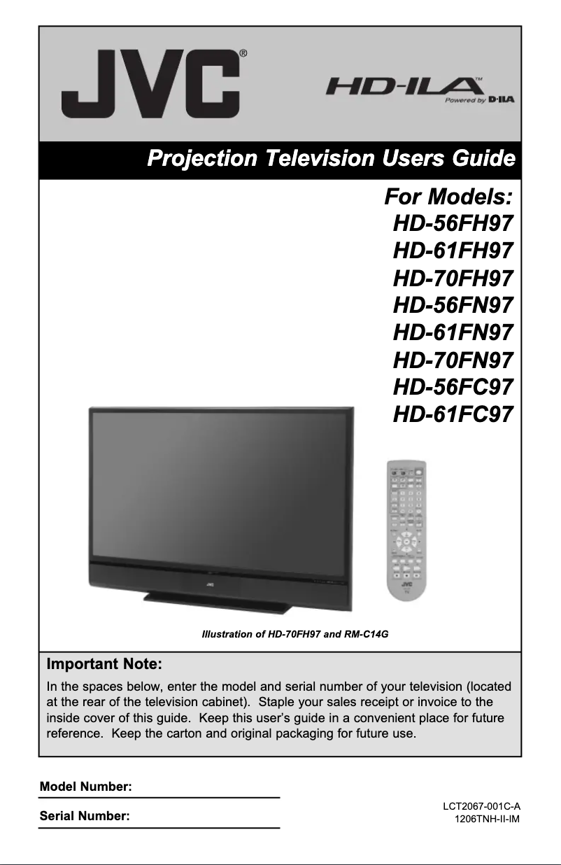 Page 1 de la notice Manuel utilisateur JVC HD-61FH97