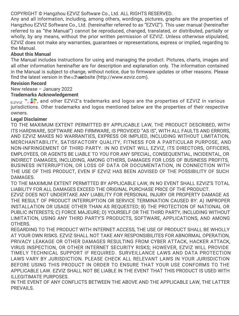 Page n°1 - Manuel utilisateur EZVIZ CS-BM1