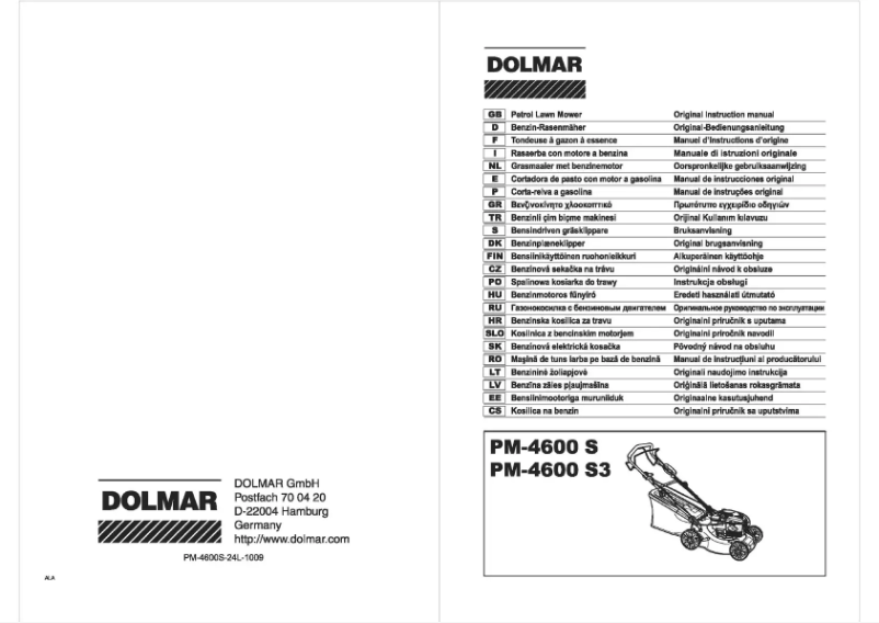 Page n°1 - Manuel utilisateur Dolmar PM-4600S