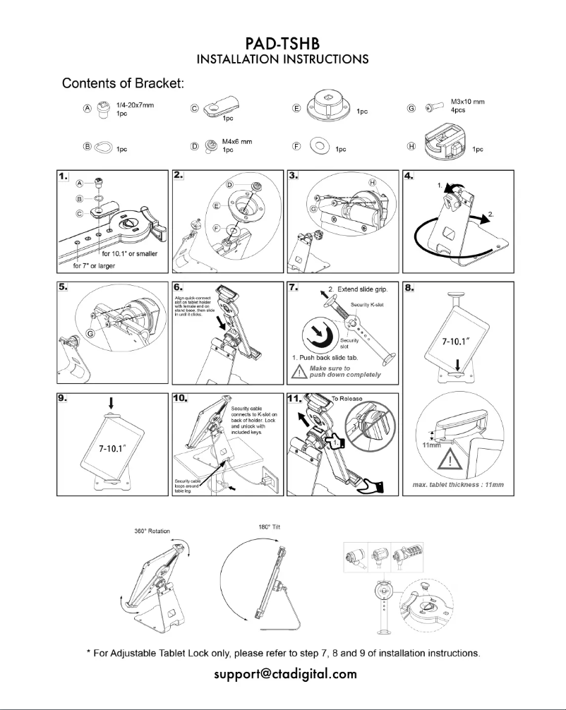 Page 1 de la notice Manuel utilisateur CTA Digital PAD-TSHB