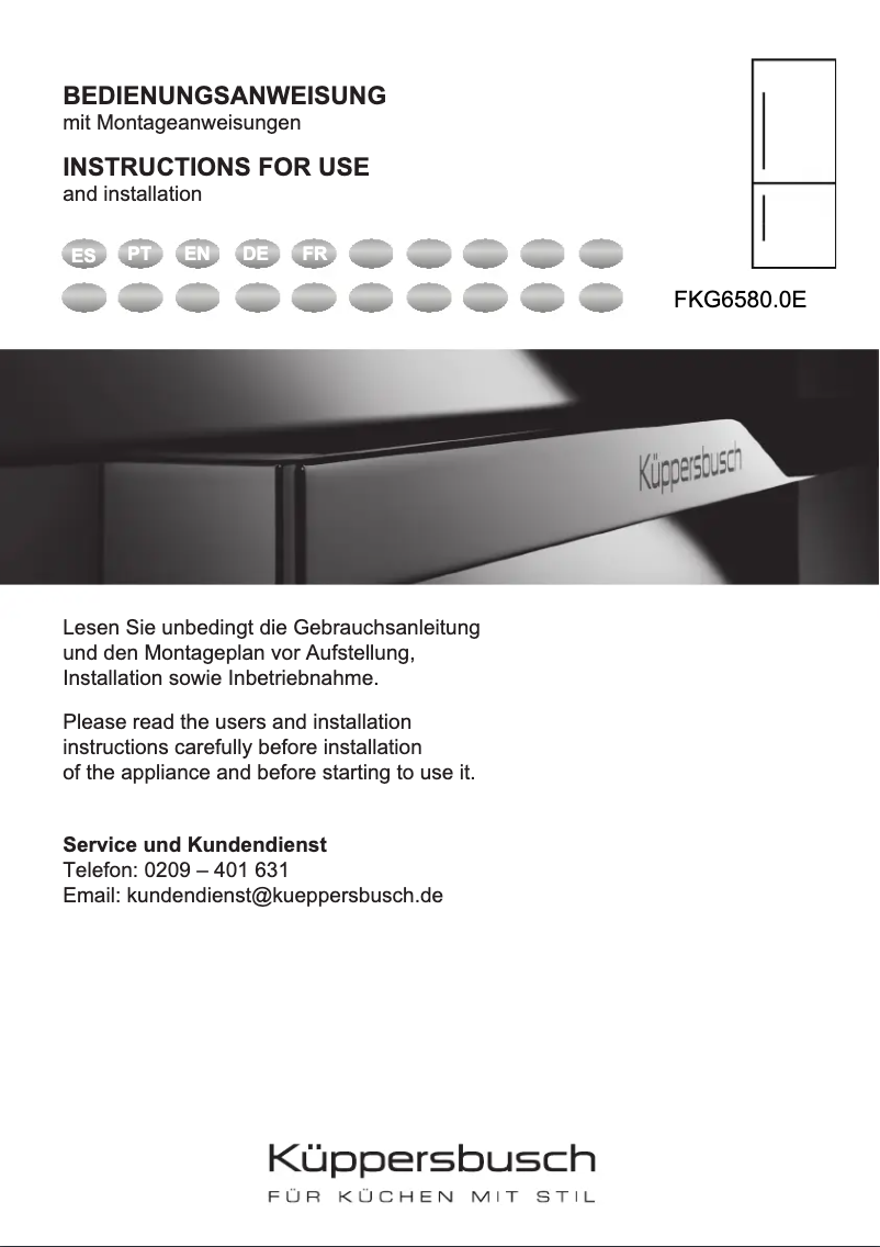 Page 1 de la notice Manuel utilisateur Küppersbusch RBF 78631 SS