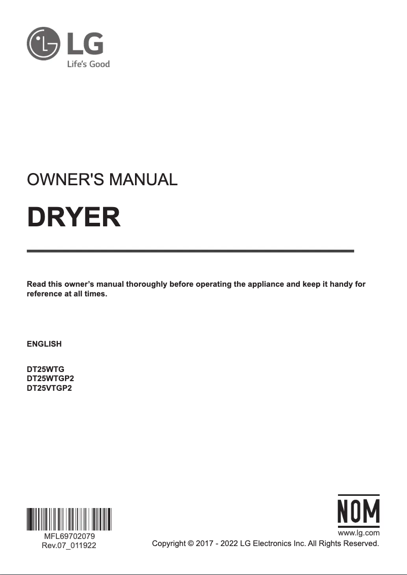 Page 1 de la notice Manuel utilisateur LG DT25WTGP2