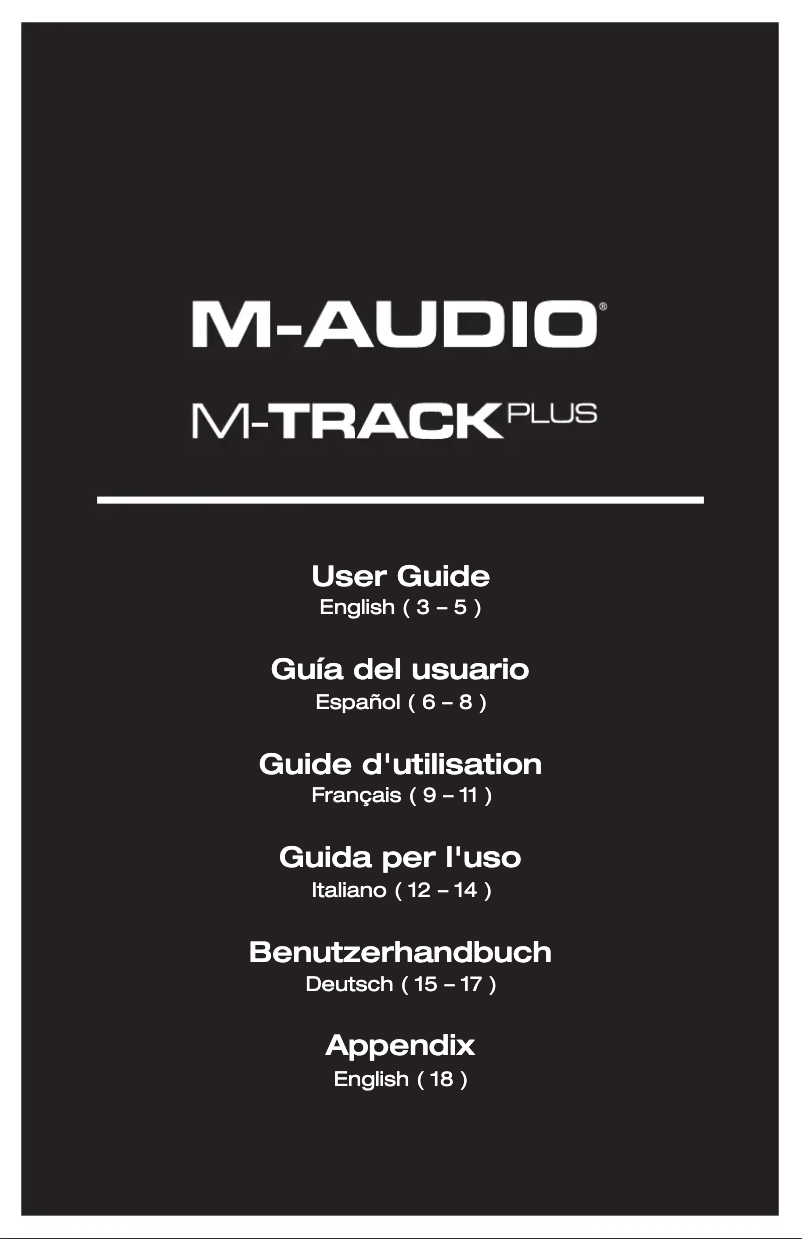 Page 1 de la notice Manuel utilisateur M-Audio M-Track Plus MKII