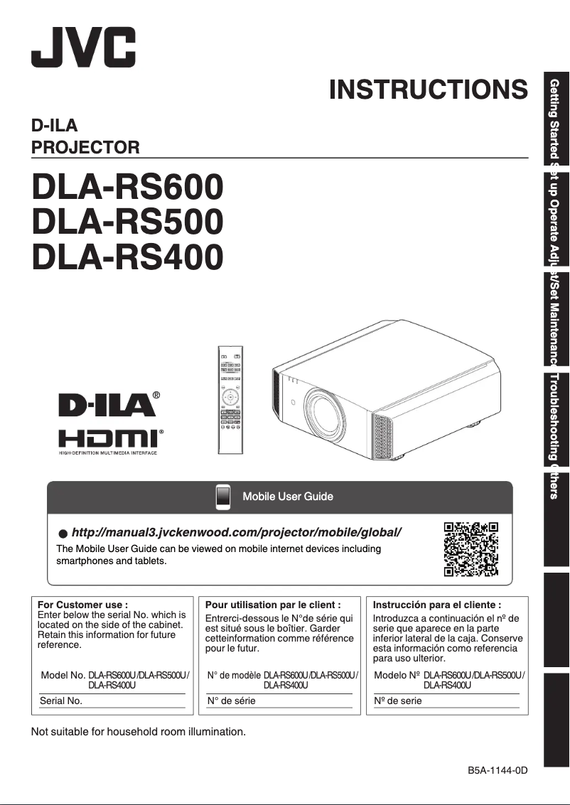 Page 1 de la notice Manuel utilisateur JVC DLA-RS400