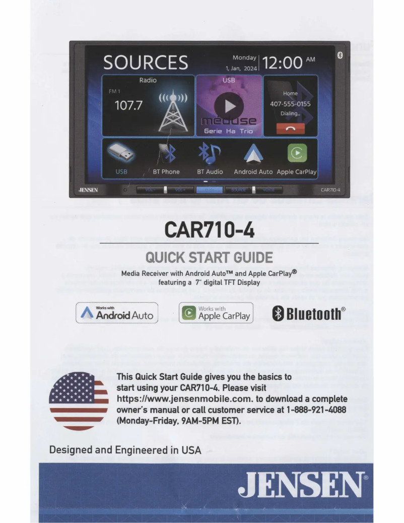 Page 1 de la notice Manuel utilisateur Jensen CAR710-4BC