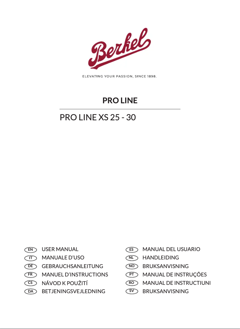 Page 1 de la notice Manuel utilisateur Berkel Pro Line XS25