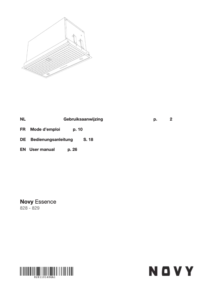 Page 1 de la notice Manuel utilisateur Novy Canopy basic 828
