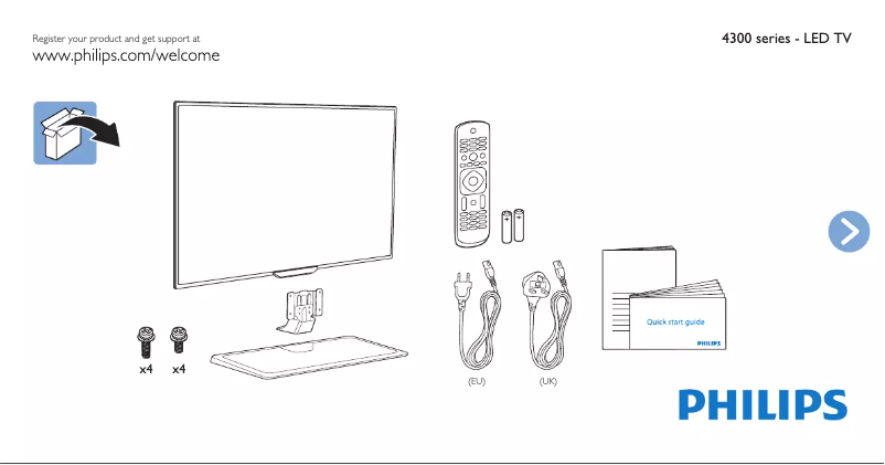 Page n°1 - Guide de démarrage rapide Philips 4000 series 40PFH4309