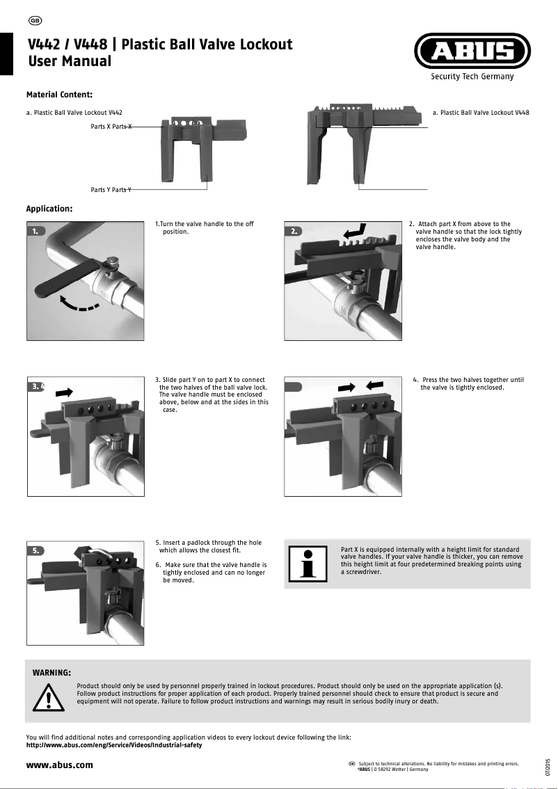Page 1 de la notice Manuel utilisateur Abus V442