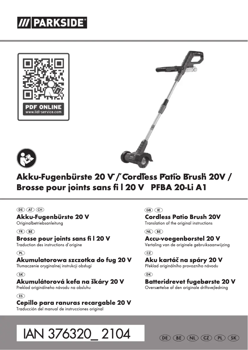 Page 1 de la notice Manuel utilisateur Parkside PFBA 20-Li A1