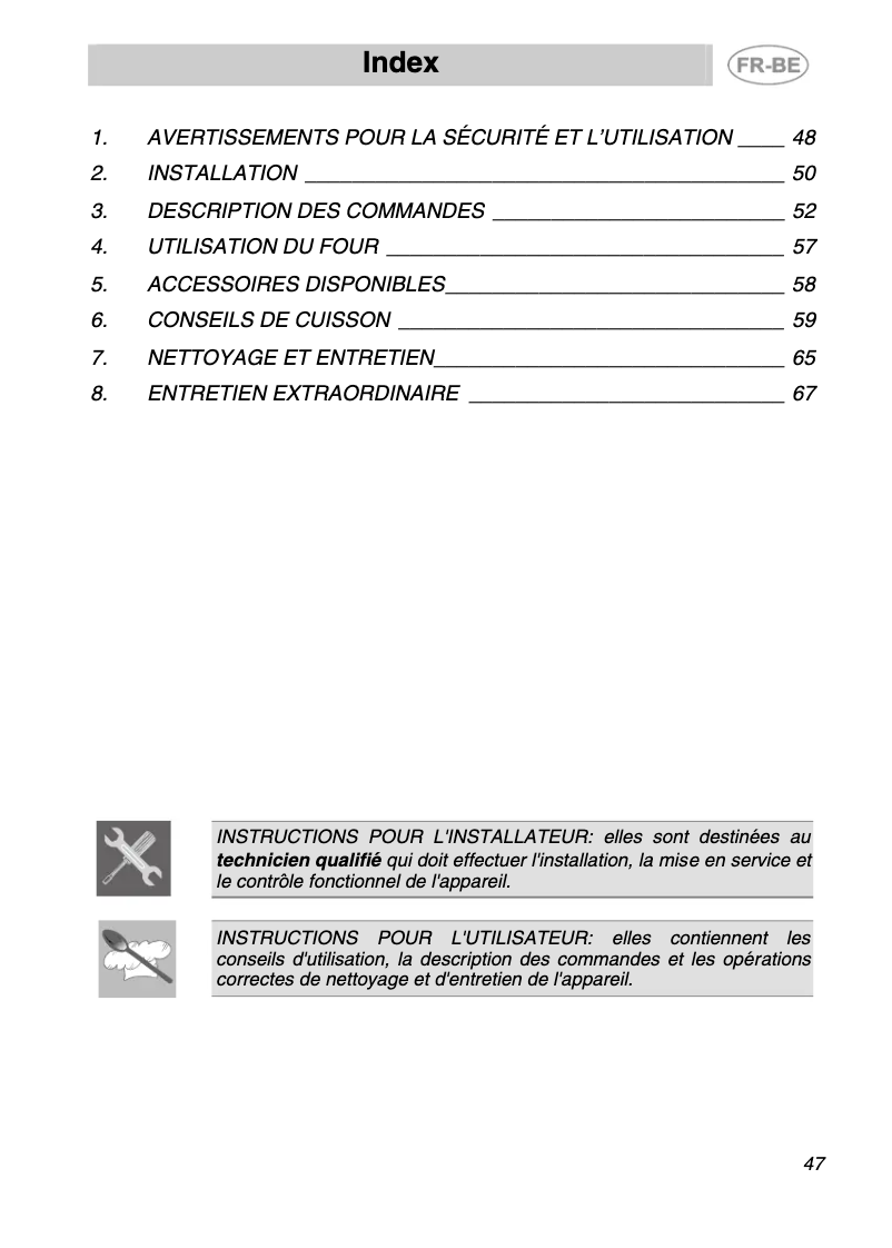 Page n°1 - Manuel utilisateur Smeg S 20 XMF