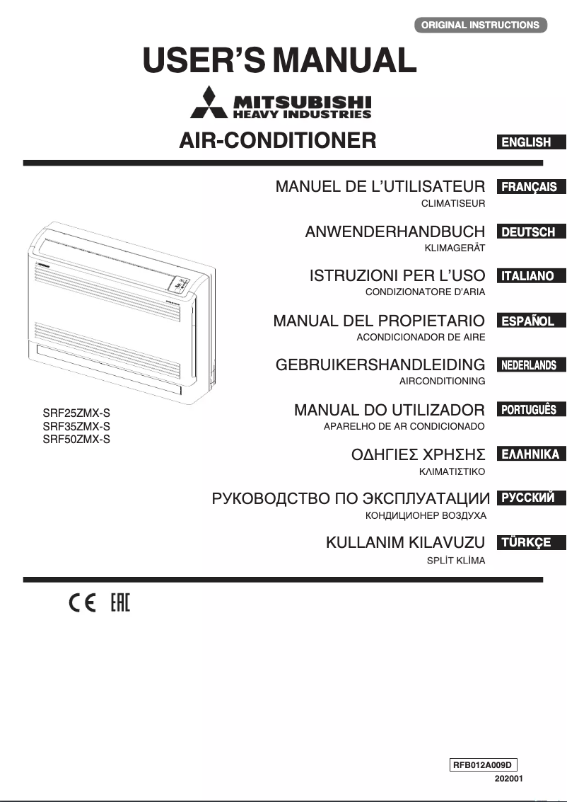 Page 1 de la notice Manuel utilisateur Mitsubishi SRF50ZMX-S