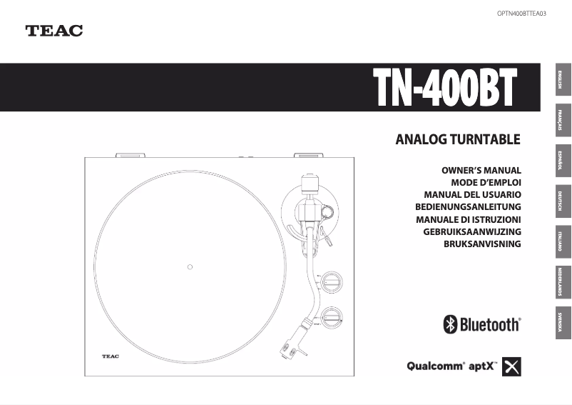 Page 1 de la notice Manuel utilisateur Teac TN-400BT