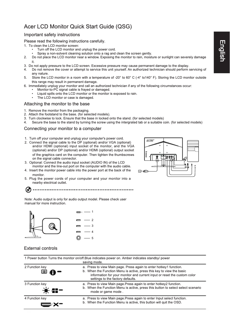 Página 1 del manual Guía de inicio rápido Acer Nitro VG240Y