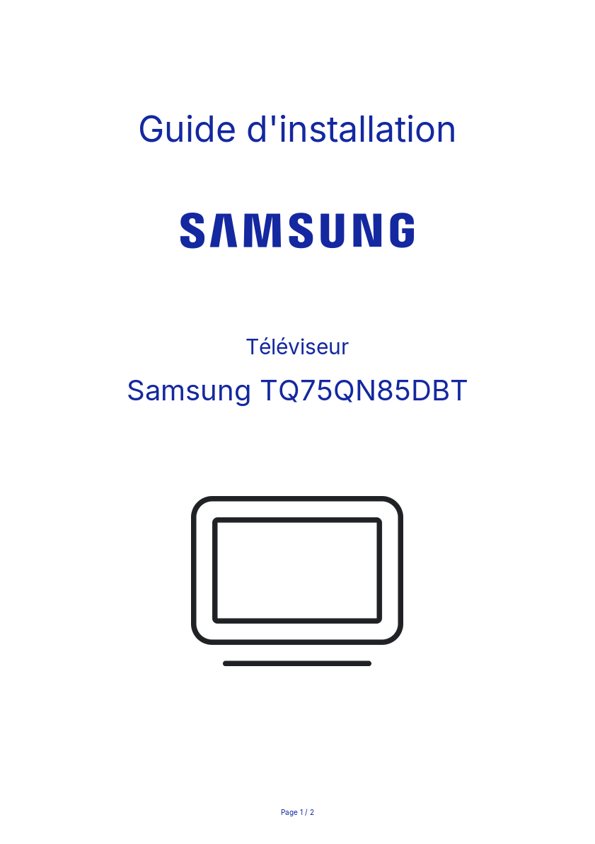 Page n°1 - Guide d'installation Samsung TQ75QN85DBT