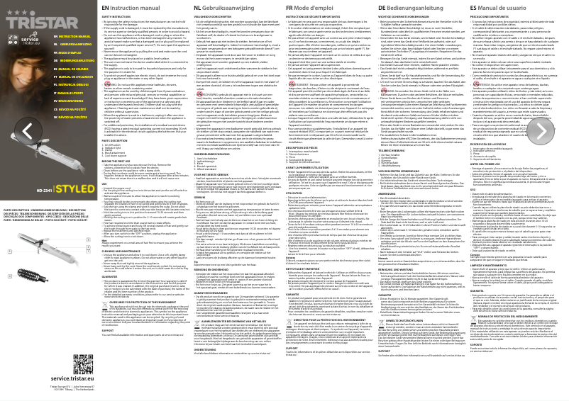 Image de la première page du manuel de l'appareil HD-2341