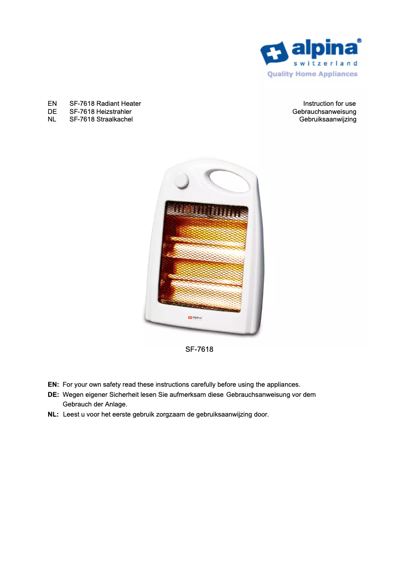 Image de la première page du manuel de l'appareil SF-7618