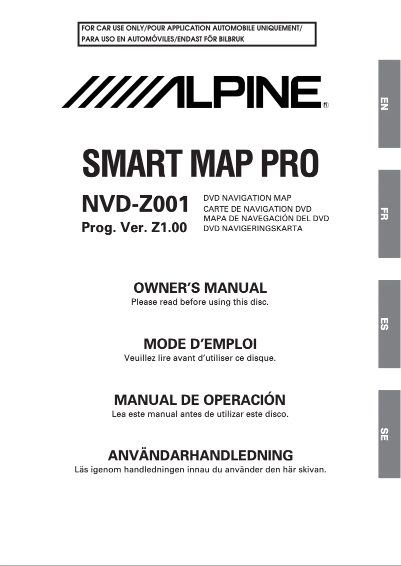 Page 1 de la notice Manuel utilisateur Alpine NVD-Z001