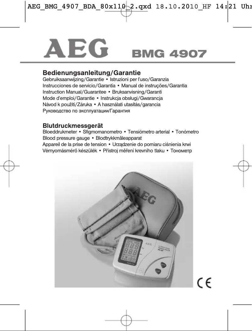 Page n°1 - Manuel utilisateur AEG BMG 4907