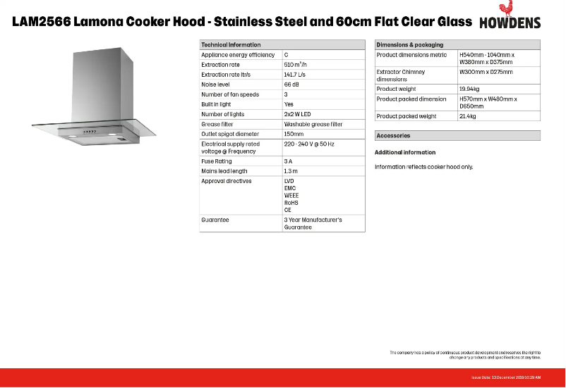 Page n°1 - Fiche technique Lamona LAM2566