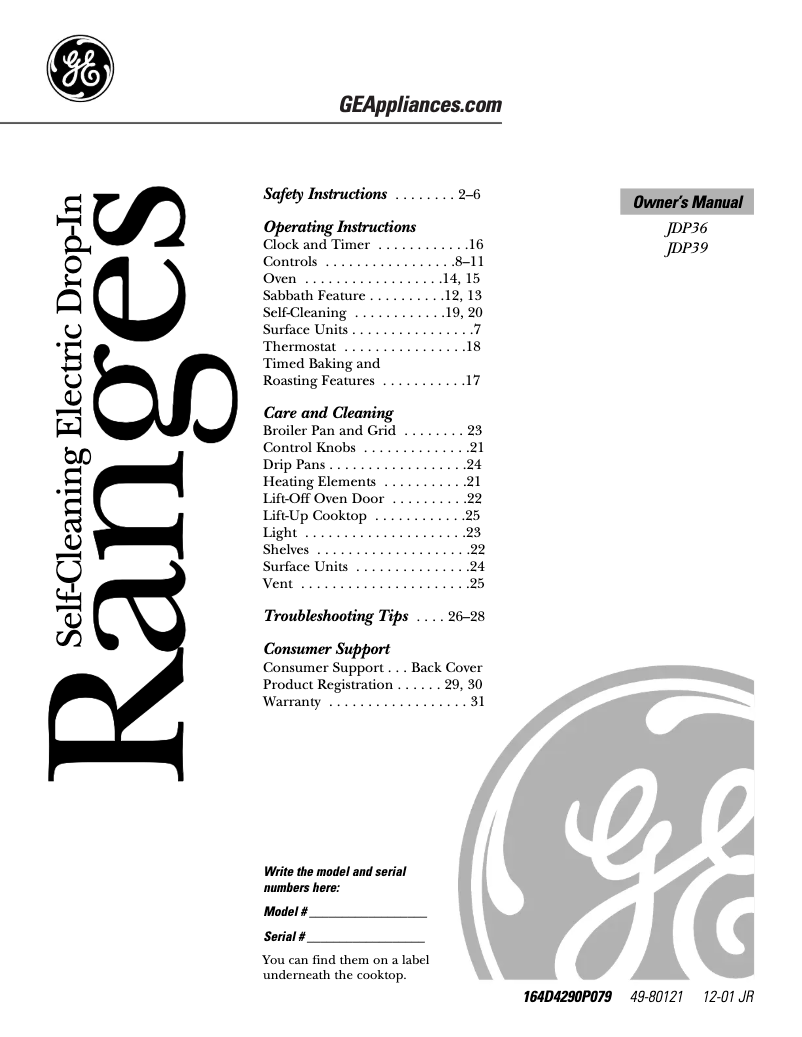 Page 1 de la notice Guide d'installation GE JDP36BWWH