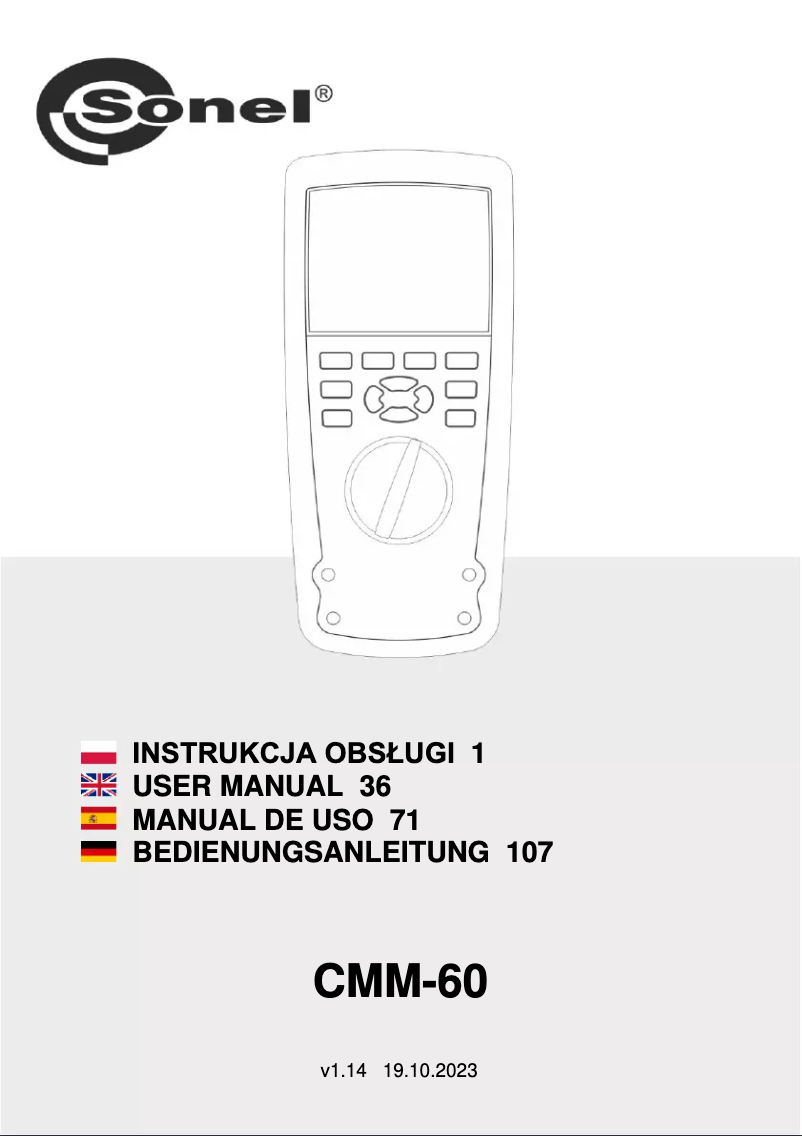 Page n°1 - Manuel utilisateur Sonel CMM-60